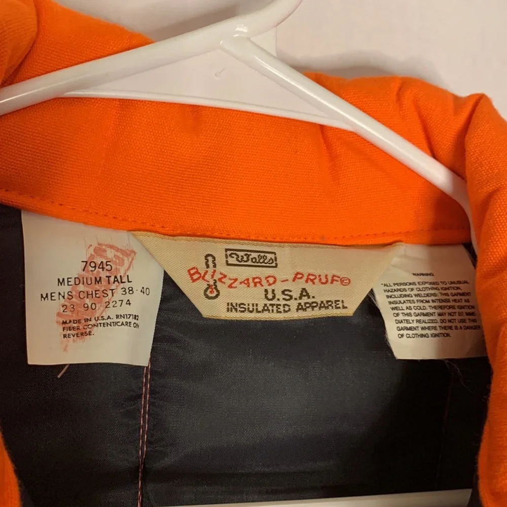 Walls Orange Hunting Safety Jacket USA Blizzard Pruf Winter Warm Insulat… - Picture 4 of 10